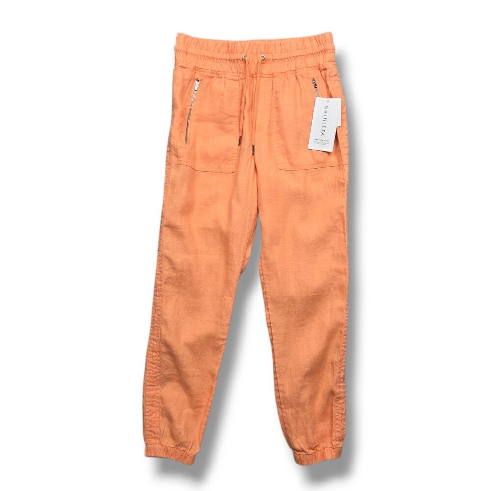 Athleta Cabo Linen Jogger Womens 2 Orange High‎ Rise Pants Travel